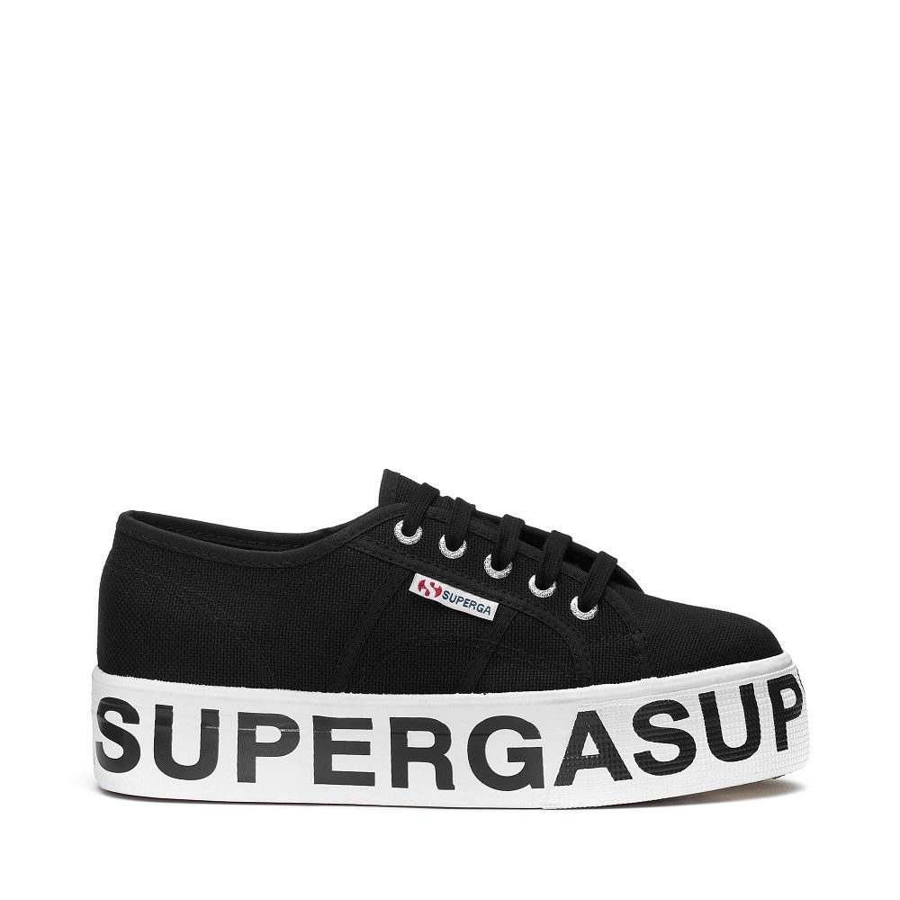 Superga 2790 Cotw Outsole Lettering Black Platform Sneakers - Women's Sneakers USA | US4061148